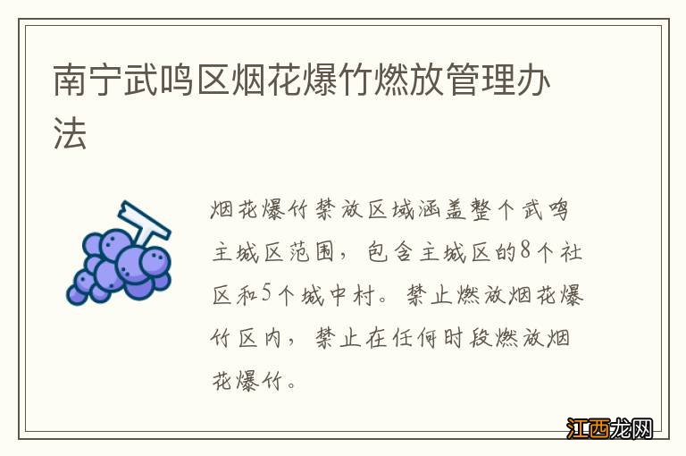 南宁武鸣区烟花爆竹燃放管理办法