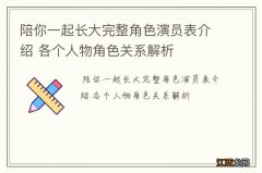 陪你一起长大完整角色演员表介绍 各个人物角色关系解析