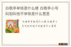 白敬亭举铁是什么梗 白敬亭小号叫别叫他不举铁是什么意思