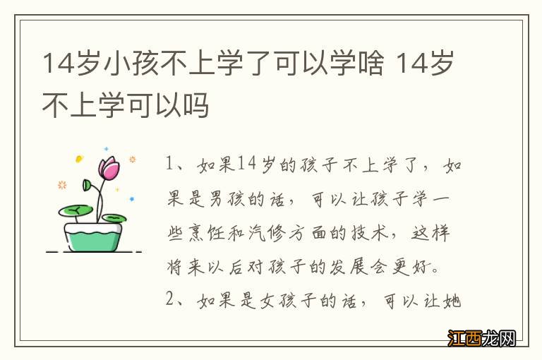 14岁小孩不上学了可以学啥 14岁不上学可以吗