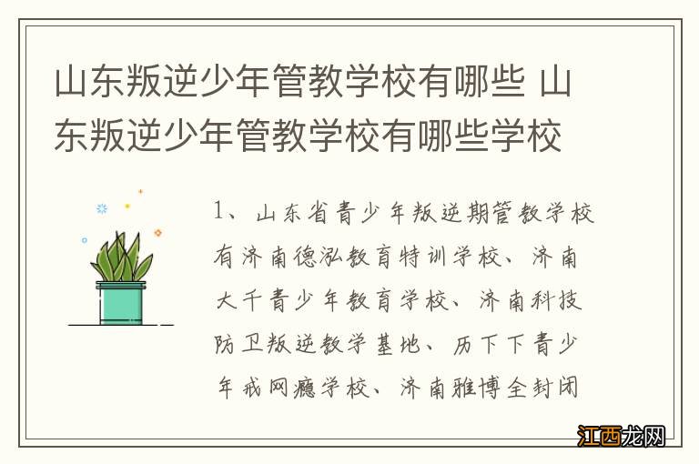 山东叛逆少年管教学校有哪些 山东叛逆少年管教学校有哪些学校