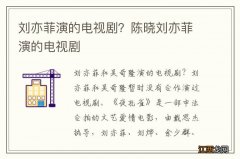 刘亦菲演的电视剧？陈晓刘亦菲演的电视剧