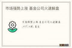 市场强势上涨 基金公司火速解盘