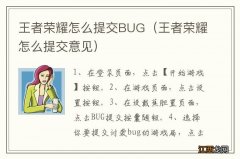 王者荣耀怎么提交意见 王者荣耀怎么提交BUG