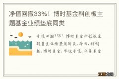 净值回撤33%！博时基金科创板主题基金业绩垫底同类