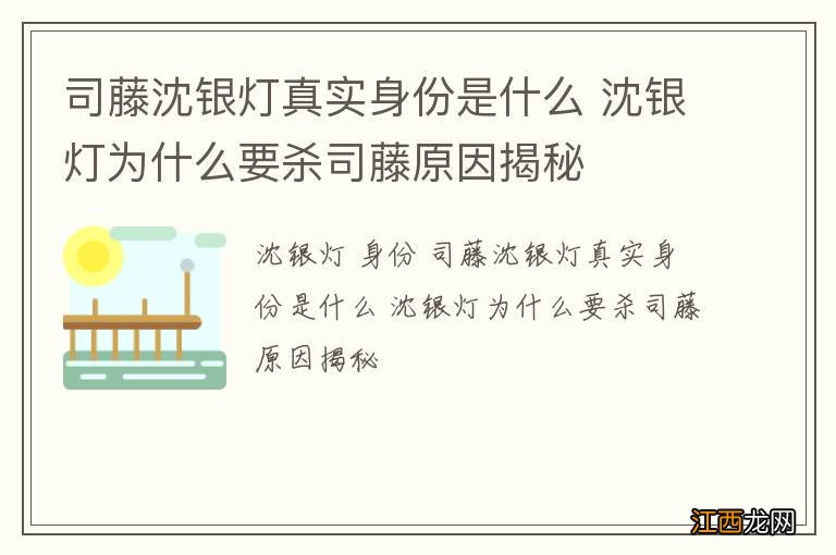 司藤沈银灯真实身份是什么 沈银灯为什么要杀司藤原因揭秘