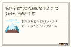 赘婿宁毅弑君的原因是什么 弑君为什么还能活下来