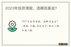 2023年投资港股，选哪些基金？