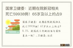 国家卫健委：近期在院新冠相关死亡59938例！65岁及以上约占90.1%，新冠死亡判断标准与国际基