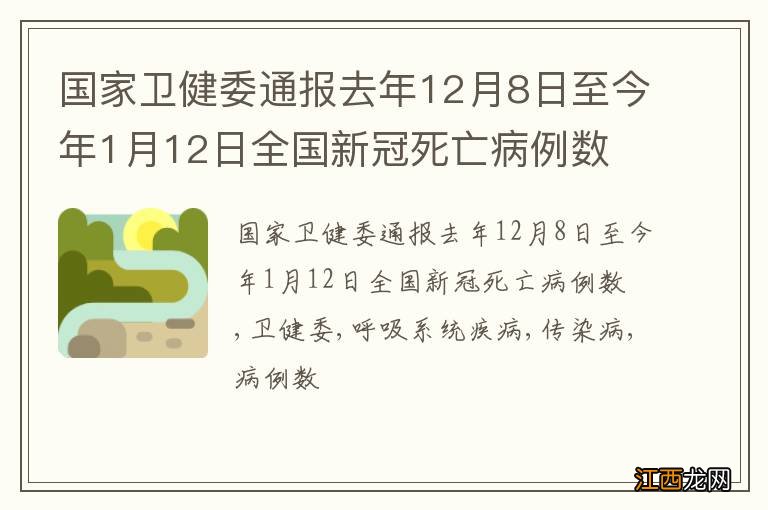 国家卫健委通报去年12月8日至今年1月12日全国新冠死亡病例数