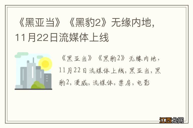 《黑亚当》《黑豹2》无缘内地，11月22日流媒体上线