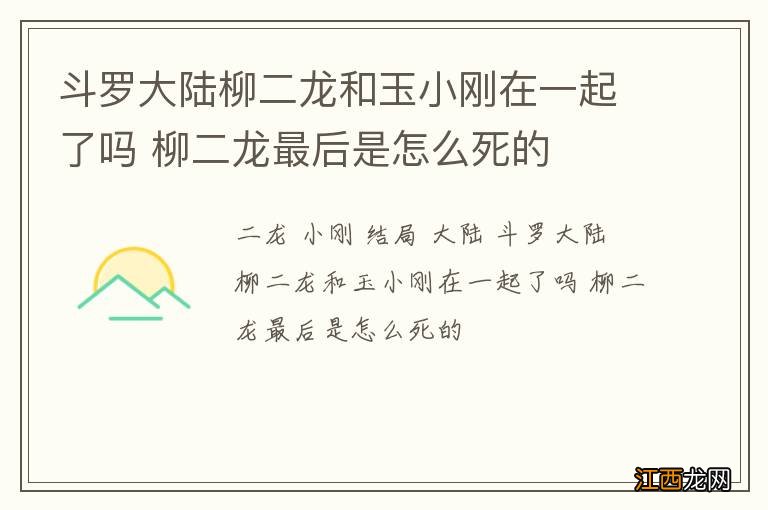 斗罗大陆柳二龙和玉小刚在一起了吗 柳二龙最后是怎么死的