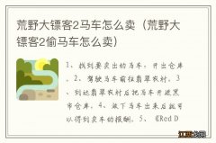 荒野大镖客2偷马车怎么卖 荒野大镖客2马车怎么卖