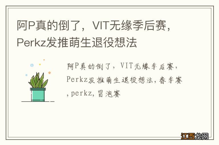 阿P真的倒了，VIT无缘季后赛，Perkz发推萌生退役想法