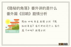 《隐秘的角落》番外讲的是什么 番外篇《回响》剧情分析