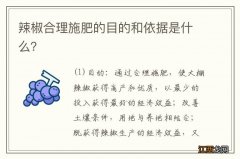 辣椒合理施肥的目的和依据是什么？