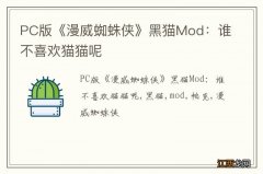 PC版《漫威蜘蛛侠》黑猫Mod：谁不喜欢猫猫呢