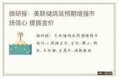 微研报：美联储鸽派预期增强市场信心 提振金价