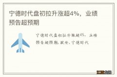 宁德时代盘初拉升涨超4%，业绩预告超预期