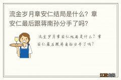 流金岁月章安仁结局是什么？章安仁最后跟蒋南孙分手了吗？