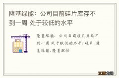 隆基绿能：公司目前硅片库存不到一周 处于较低的水平