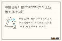 中信证券：预计2023年汽车工业相关指标向好