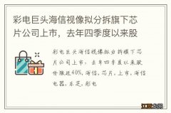 彩电巨头海信视像拟分拆旗下芯片公司上市，去年四季度以来股价涨近40%