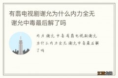 有翡电视剧谢允为什么内力全无 谢允中毒最后解了吗