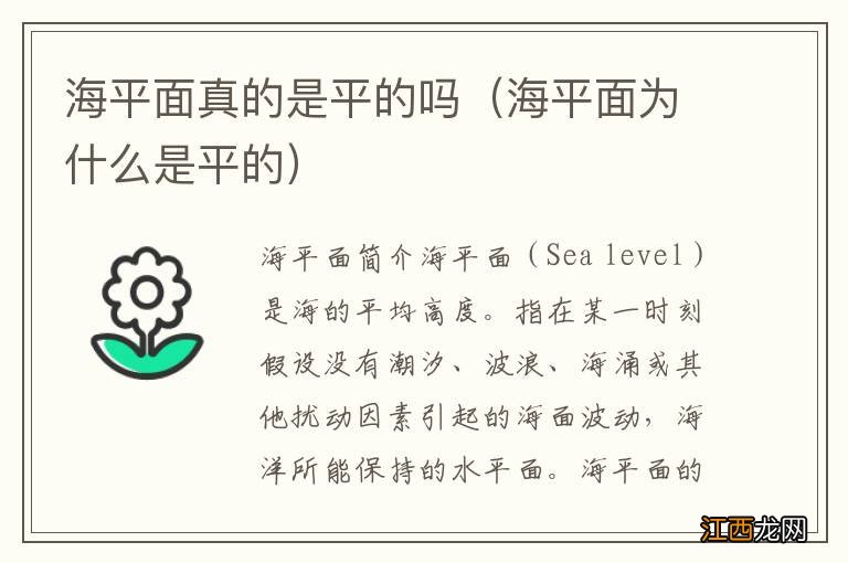 海平面为什么是平的 海平面真的是平的吗