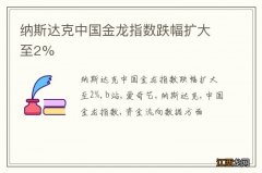 纳斯达克中国金龙指数跌幅扩大至2%