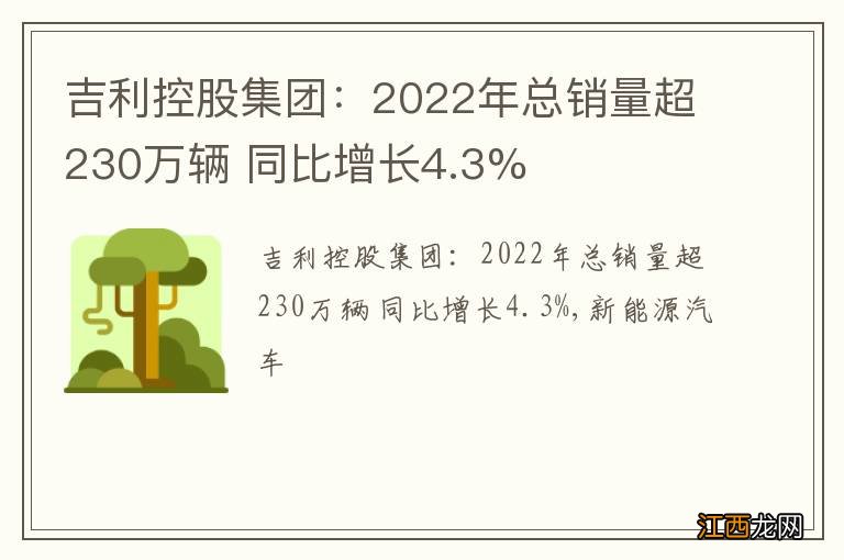 吉利控股集团：2022年总销量超230万辆 同比增长4.3%