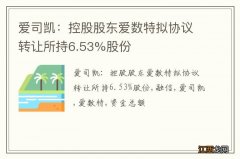 爱司凯：控股股东爱数特拟协议转让所持6.53%股份