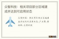 众智科技：相关项目部分区域建成并达到可启用状态