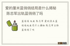 爱的厘米蓝俏俏结局是什么揭秘 陈志军出轨蓝俏俏了吗