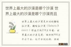 世界上最大的沙漠是哪个沙漠 世界上最大的沙漠是哪个沙漠而且最干燥