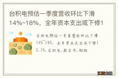 台积电预估一季度营收环比下滑14%~18%，全年资本支出或下修12.5%