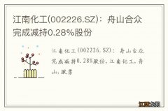 002226.SZ 江南化工：舟山合众完成减持0.28%股份