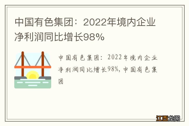 中国有色集团：2022年境内企业净利润同比增长98%