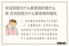 你说到底为什么都是我的错什么歌 你说到底为什么都是我的错完整歌词