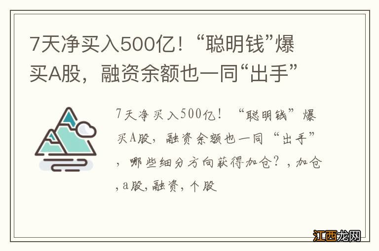 7天净买入500亿！“聪明钱”爆买A股，融资余额也一同“出手”，哪些细分方向获得加仓？