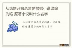 从结婚开始恋爱是根据小说改编的吗 原著小说叫什么名字