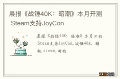 晨报《战锤40K：暗潮》本月开测 Steam支持JoyCon