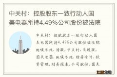 中关村：控股股东一致行动人国美电器所持4.49%公司股份被法院轮候冻结