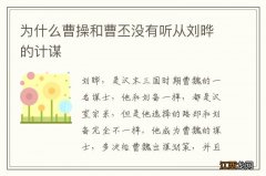 为什么曹操和曹丕没有听从刘晔的计谋