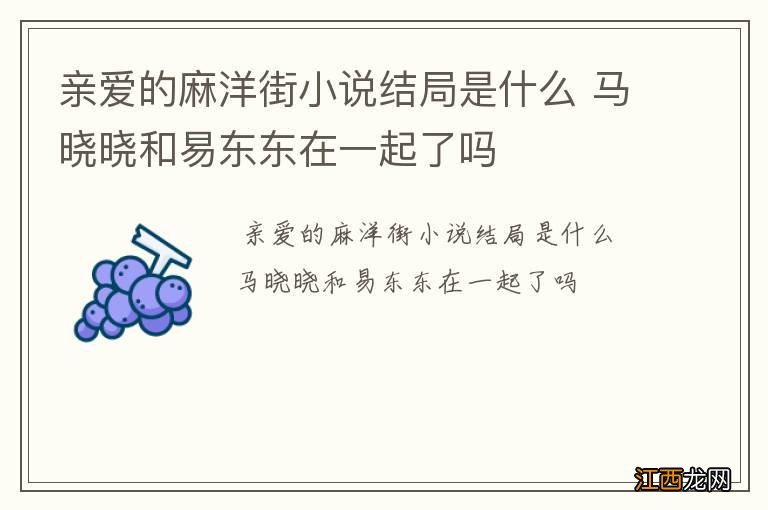 亲爱的麻洋街小说结局是什么 马晓晓和易东东在一起了吗