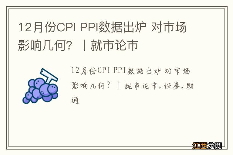 12月份CPI PPI数据出炉 对市场影响几何？丨就市论市