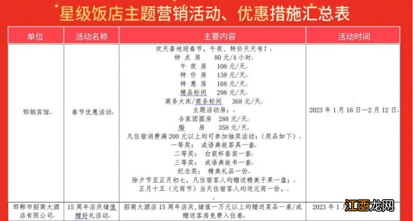 2023年邯郸星际酒店春节特惠活动一览