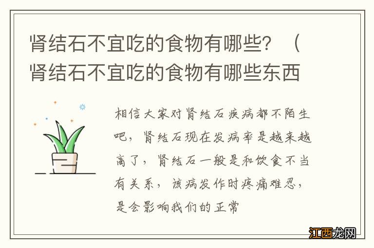 肾结石不宜吃的食物有哪些东西 肾结石不宜吃的食物有哪些？