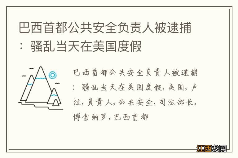 巴西首都公共安全负责人被逮捕：骚乱当天在美国度假