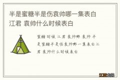 半是蜜糖半是伤袁帅哪一集表白江君 袁帅什么时候表白